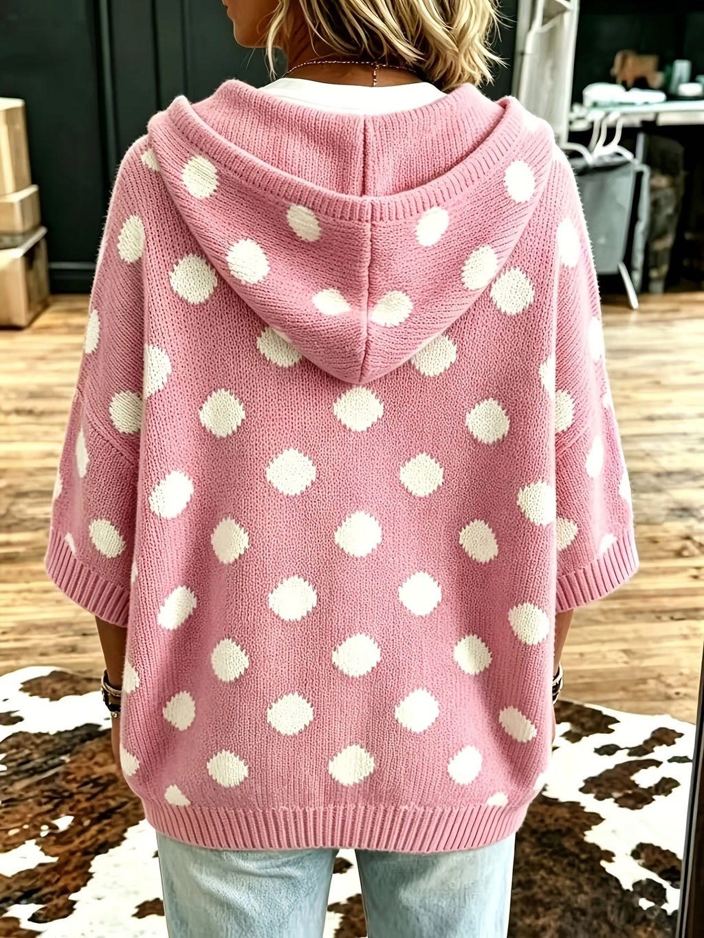Trinidad | Jersey de Punto con Capucha Estampado de Lunares
