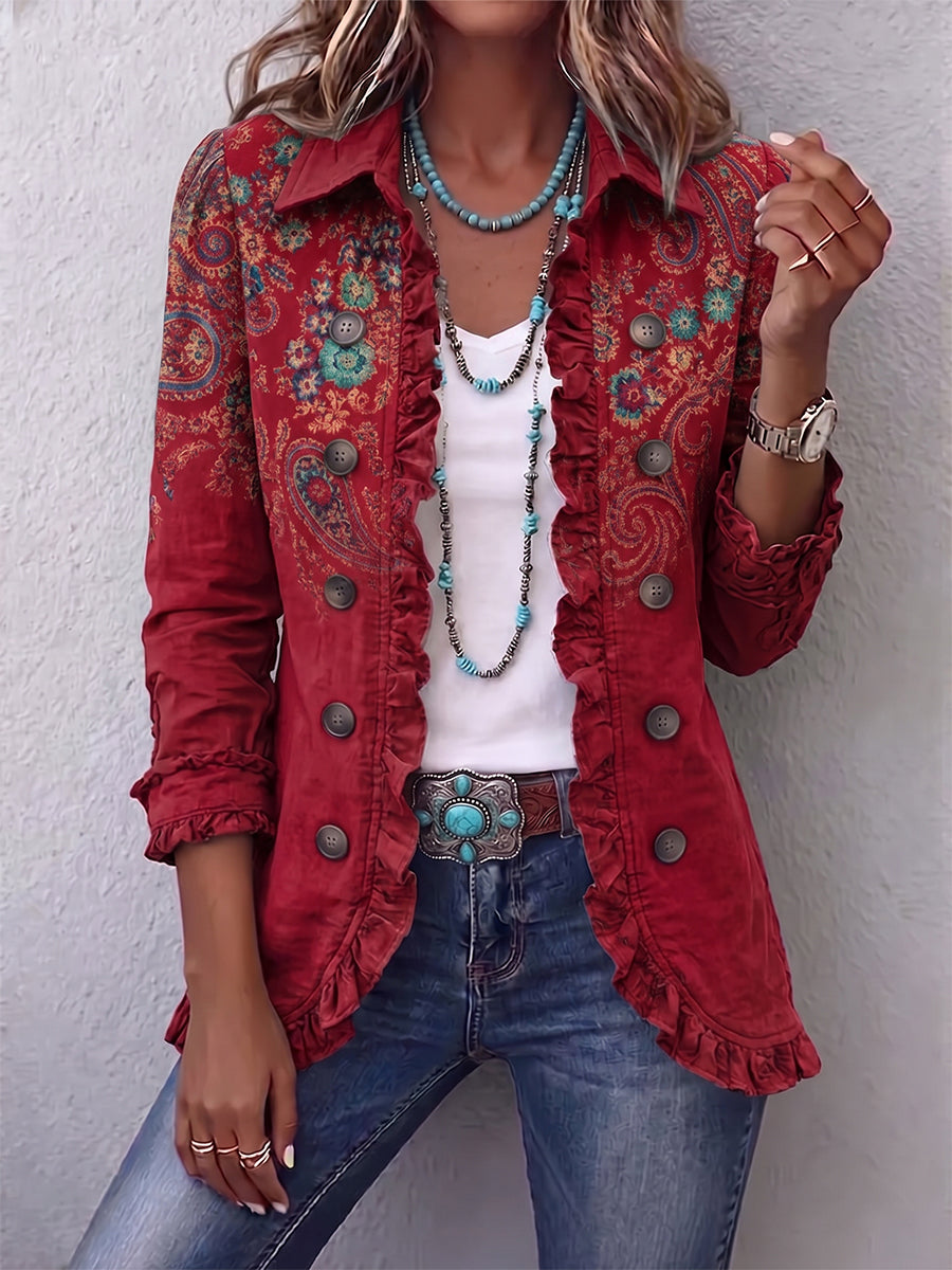 Sheila | Chaqueta Bohemia con Volantes Estampado Paisley