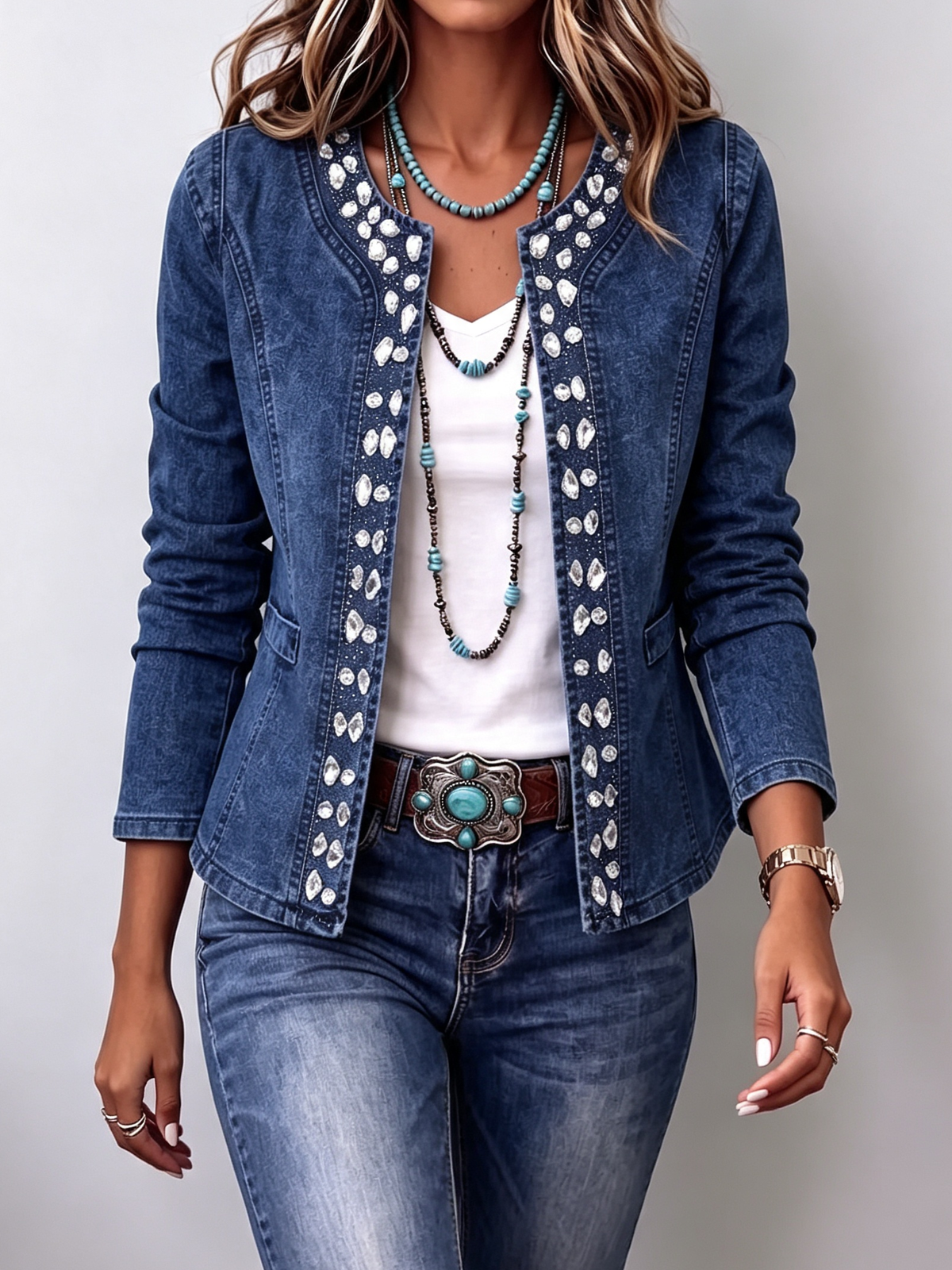 Nayara | Chaqueta Vaquera Elástica con Pedrería