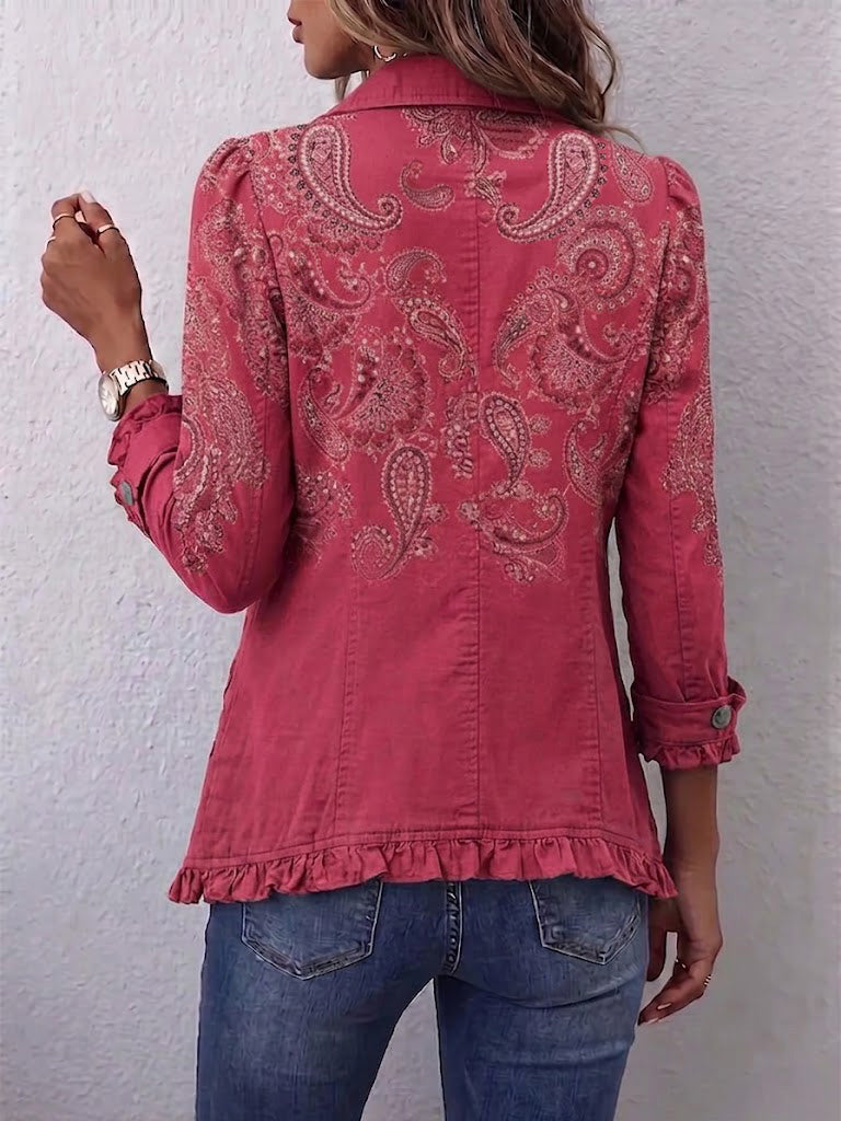 Eloísa | Chaqueta Boho Vintage con Volantes Estampado Paisley