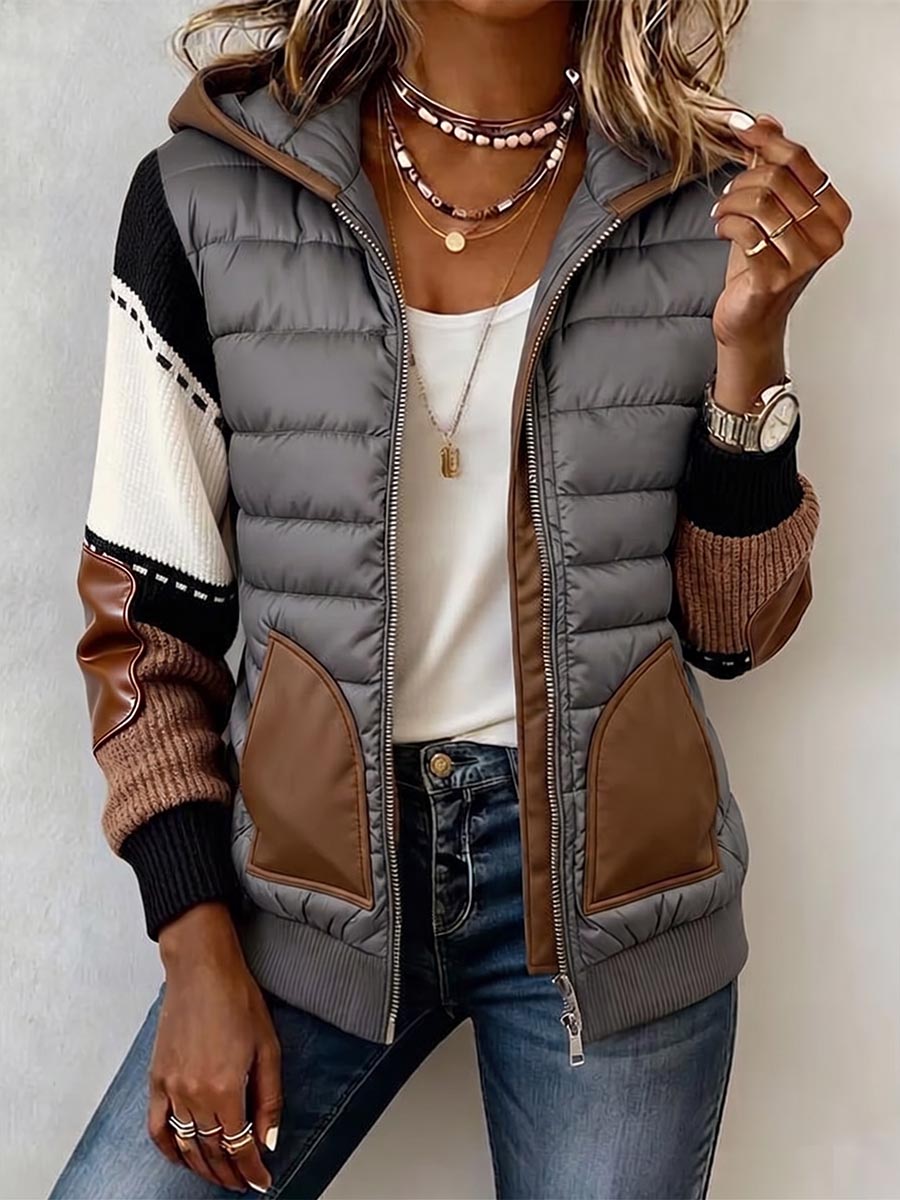 Rebeca | Chaqueta Acolchada de Punto Patchwork con Capucha