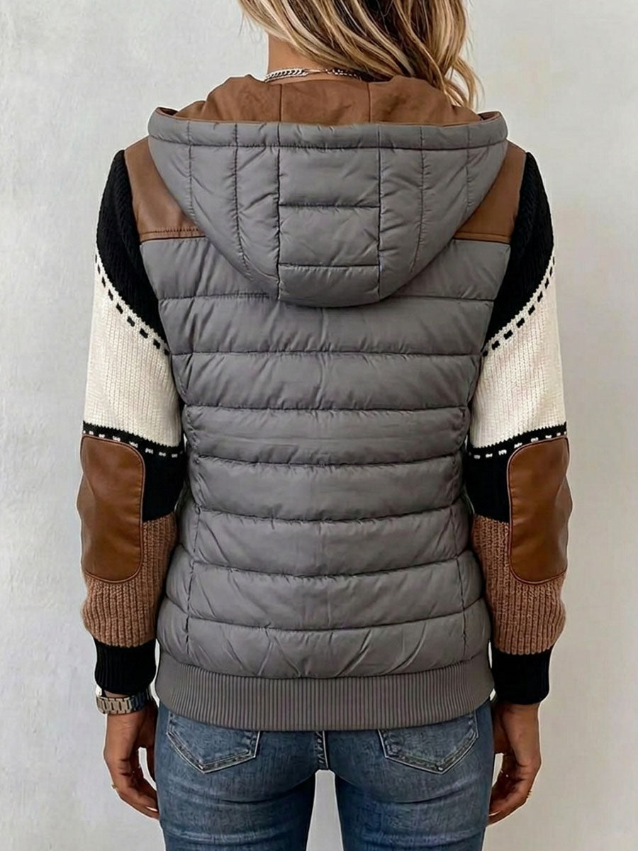 Rebeca | Chaqueta Acolchada de Punto Patchwork con Capucha