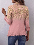Marcela | Chaqueta Boho con Volantes Estampado Leopardo Ombré