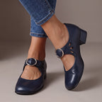 Zapatillas Violeta Cortés con Diseño Mary Jane - Azul Marino