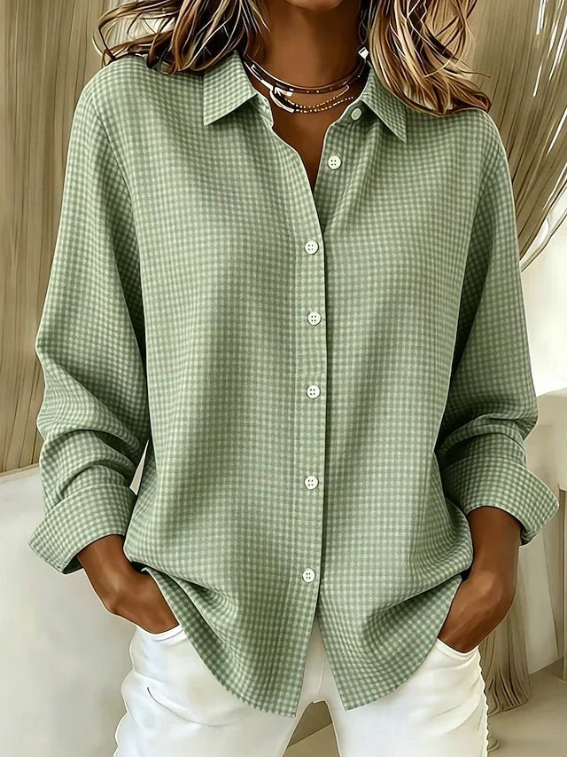 Blusa Violeta Cortés de Cuadros Vichy Verde Salvia