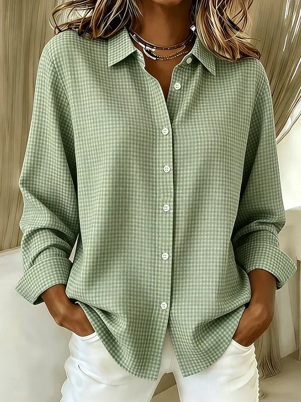 Blusa Violeta Cortés de Cuadros Vichy Verde Salvia