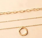 Trinidad - Collar Dorado Clásico de Capas con Colgante