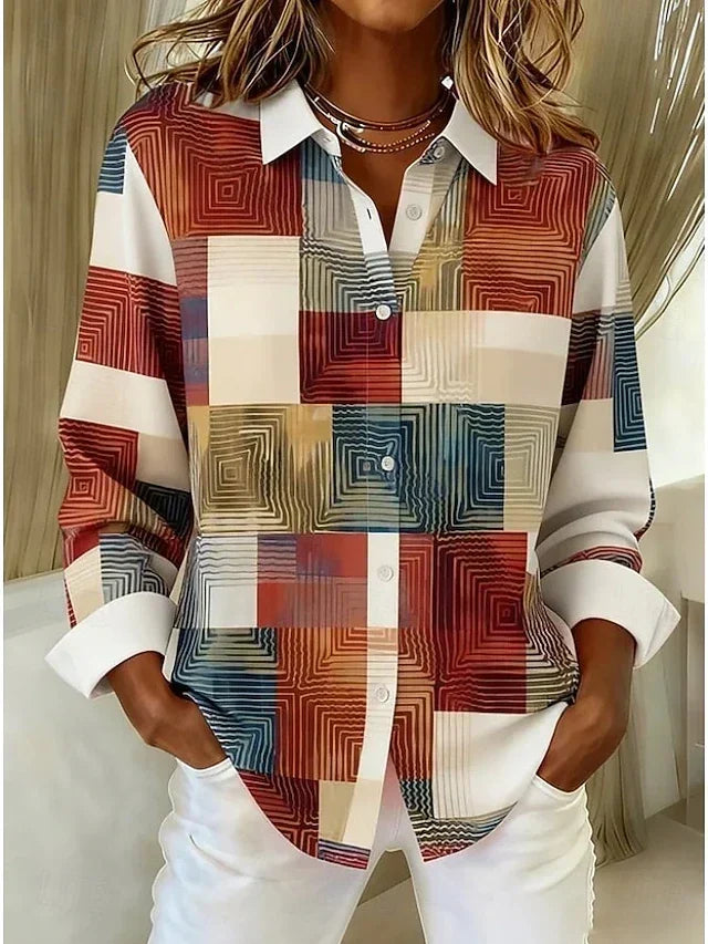 Blusa Violeta Cortés con Estampado Patchwork Multicolor
