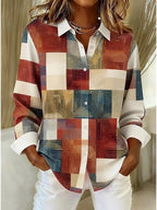 Blusa Violeta Cortés con Estampado Patchwork Multicolor